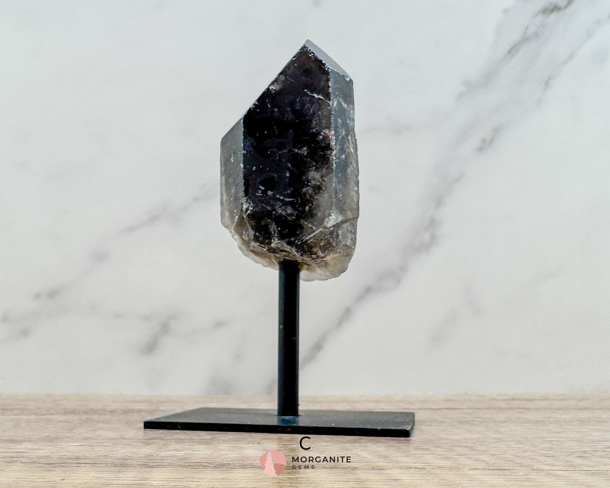 Smoky Quartz Points on Metal Stand – Handcrafted Energy Amplifier for Home & Office - Metaphysical Crystals