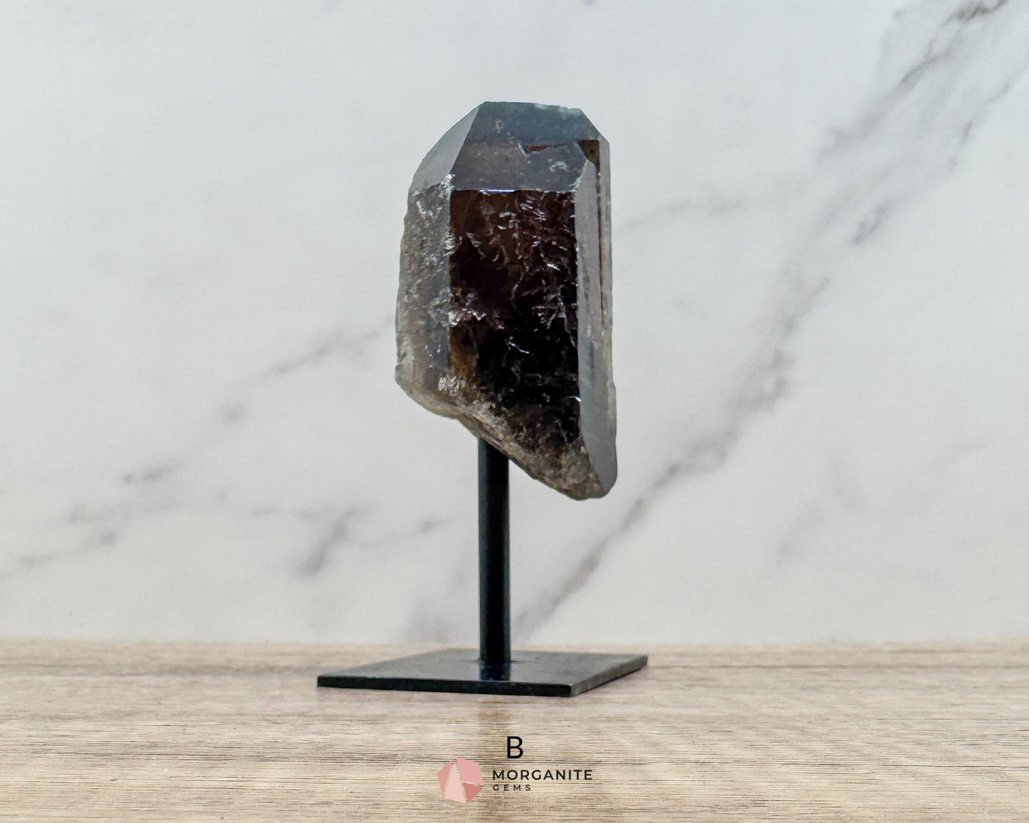 Smoky Quartz Points on Metal Stand – Handcrafted Energy Amplifier for Home & Office - Metaphysical Crystals