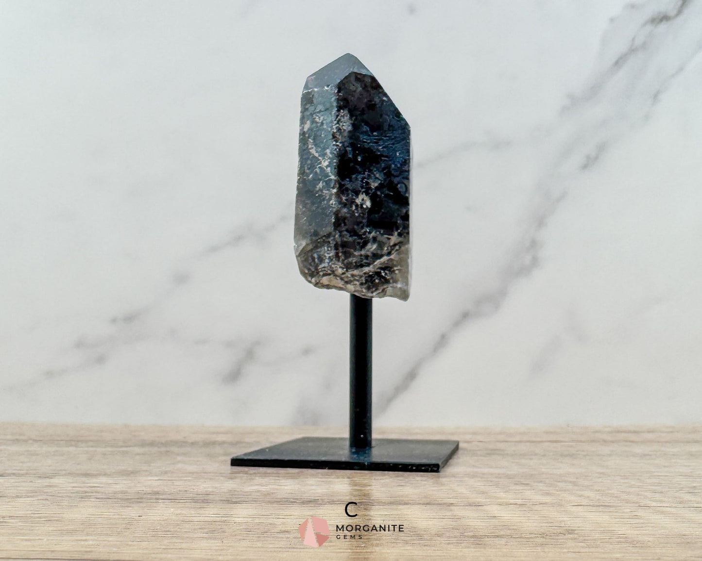 Smoky Quartz Points on Metal Stand – Handcrafted Energy Amplifier for Home & Office - Metaphysical Crystals