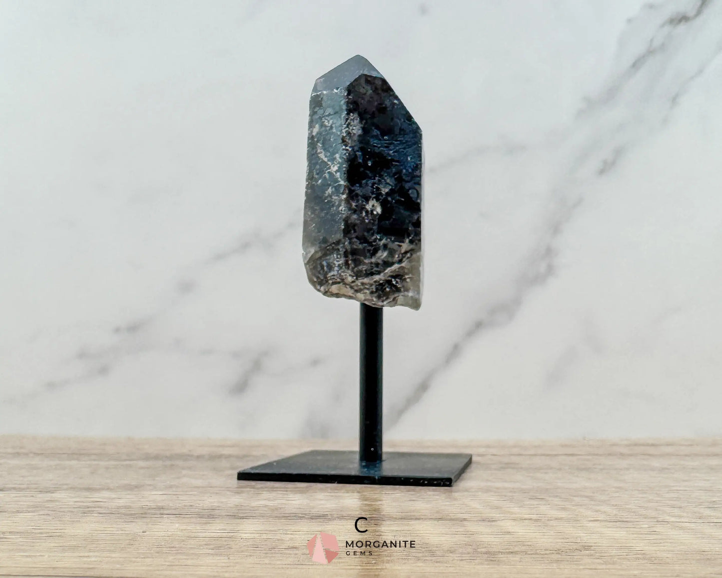 Smoky Quartz Points on Metal Stand – Handcrafted Energy Amplifier for Home & Office - Metaphysical Crystals