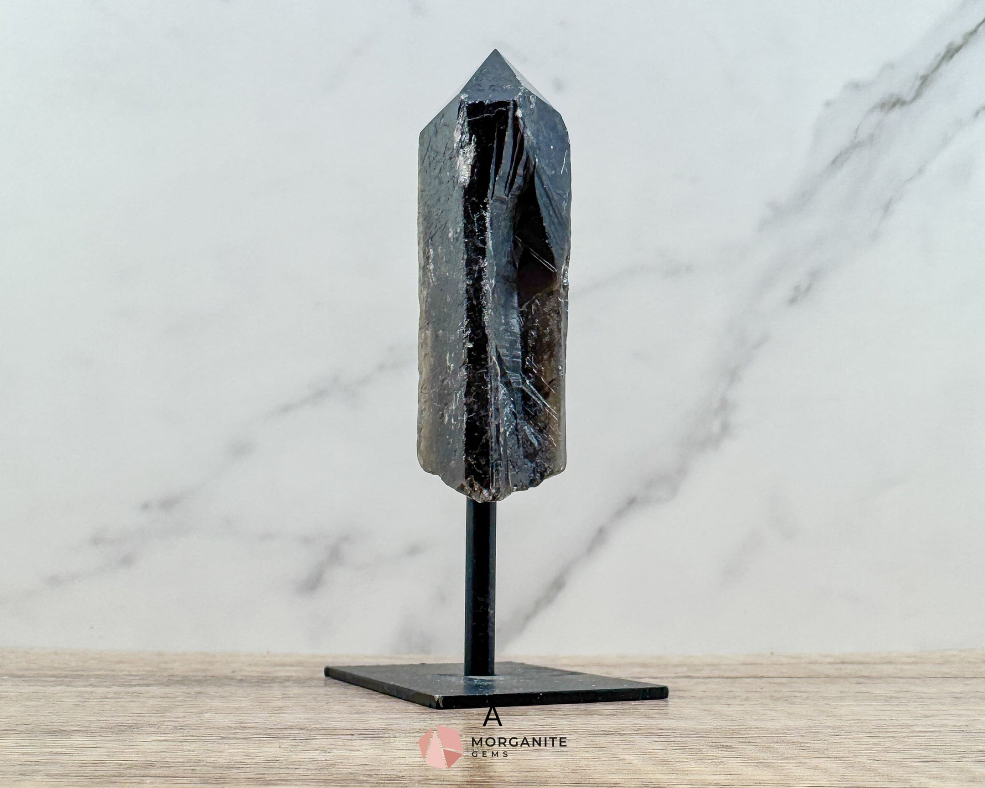 Smoky Quartz Points on Metal Stand – Handcrafted Energy Amplifier for Home & Office - Metaphysical Crystals