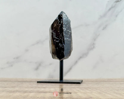 Smoky Quartz Points on Metal Stand – Handcrafted Energy Amplifier for Home & Office - Metaphysical Crystals