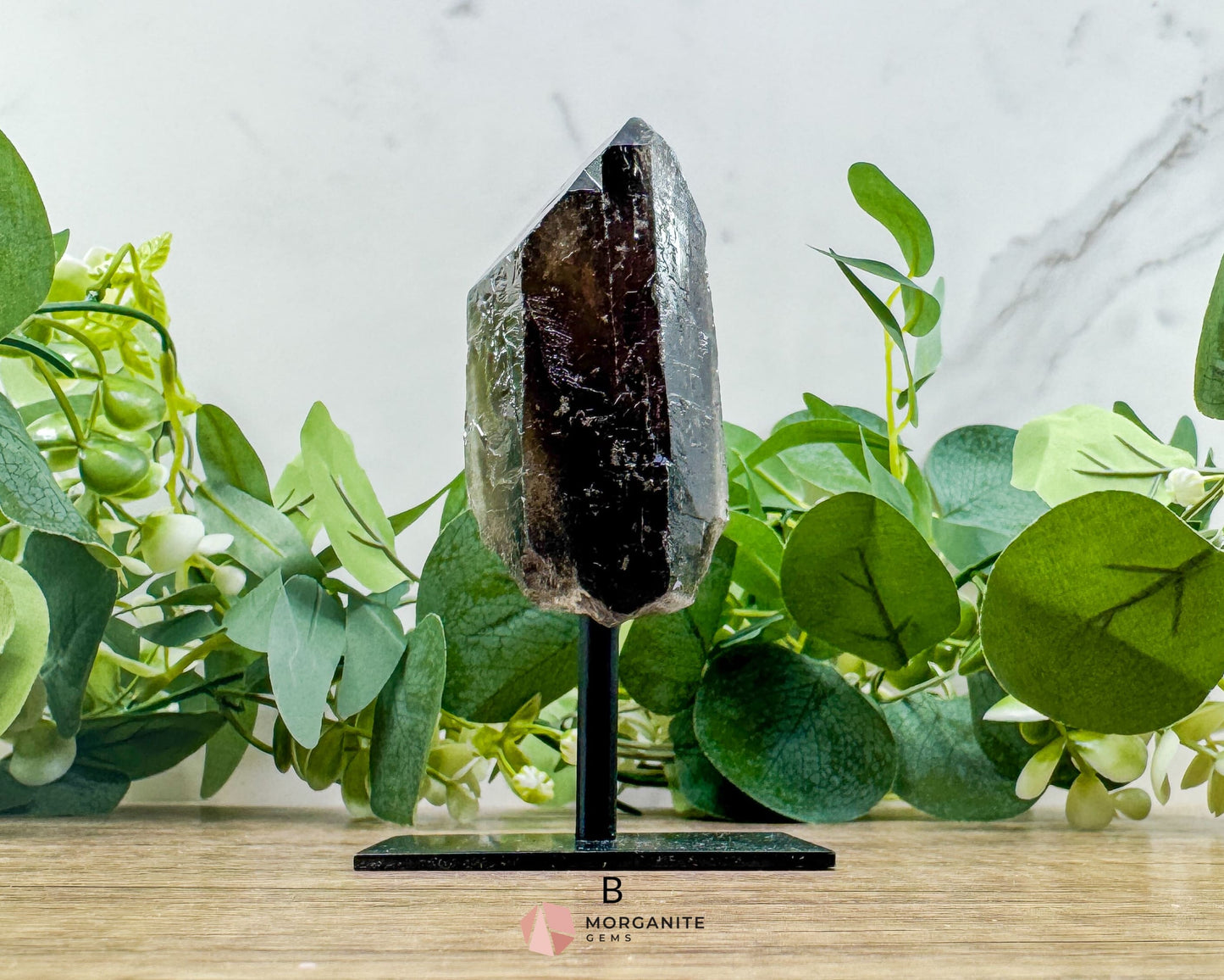 Smoky Quartz Points on Metal Stand – Handcrafted Energy Amplifier for Home & Office - Metaphysical Crystals