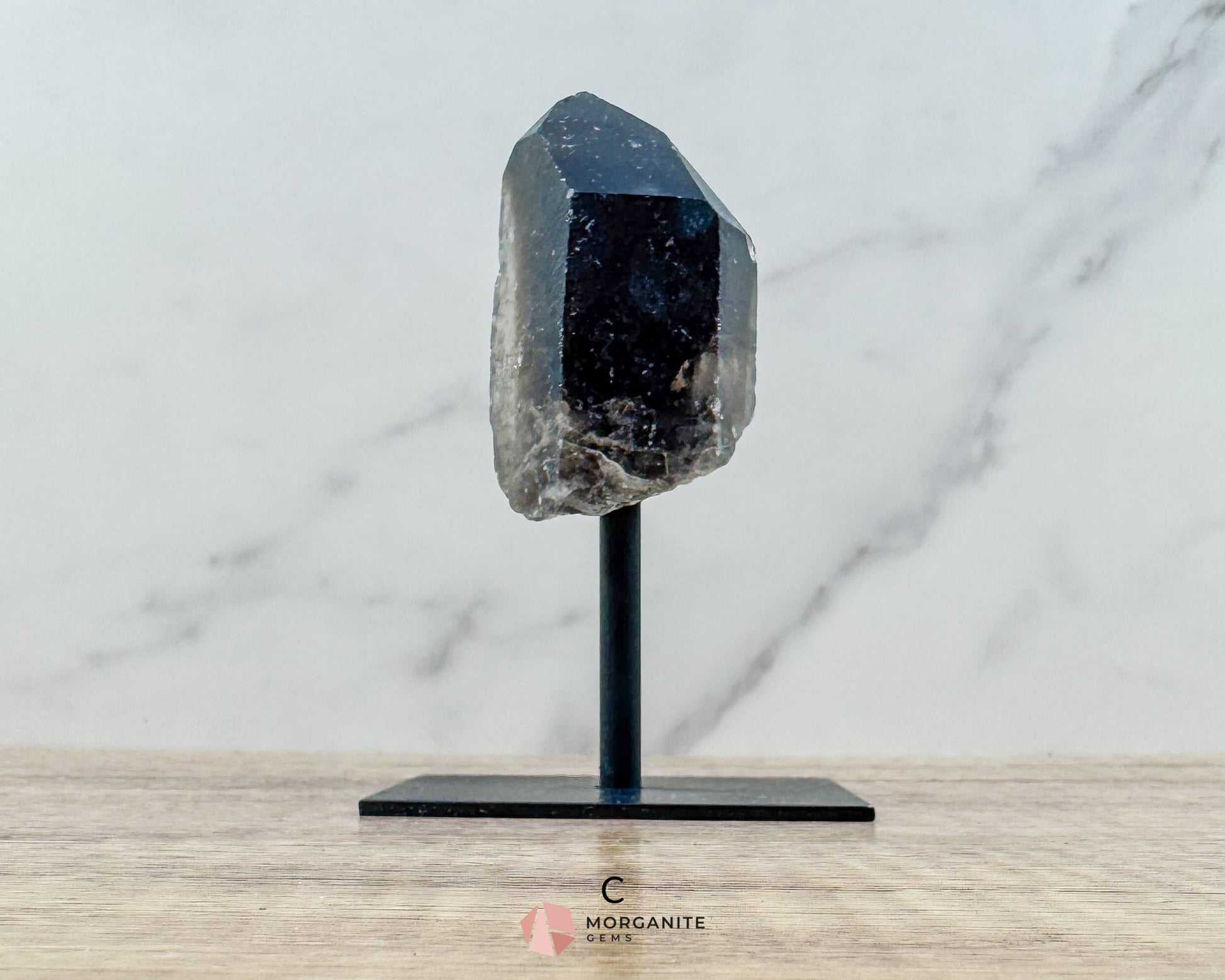 Smoky Quartz Points on Metal Stand – Handcrafted Energy Amplifier for Home & Office - Metaphysical Crystals