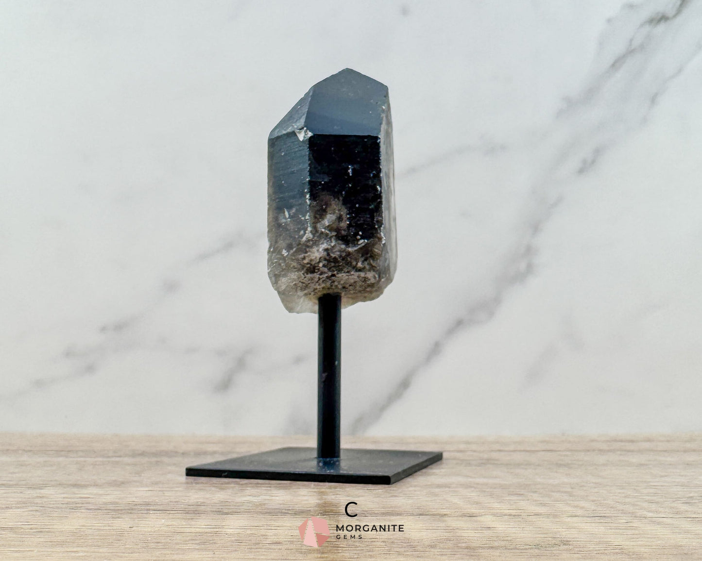 Smoky Quartz Points on Metal Stand – Handcrafted Energy Amplifier for Home & Office - C - Metaphysical Crystals