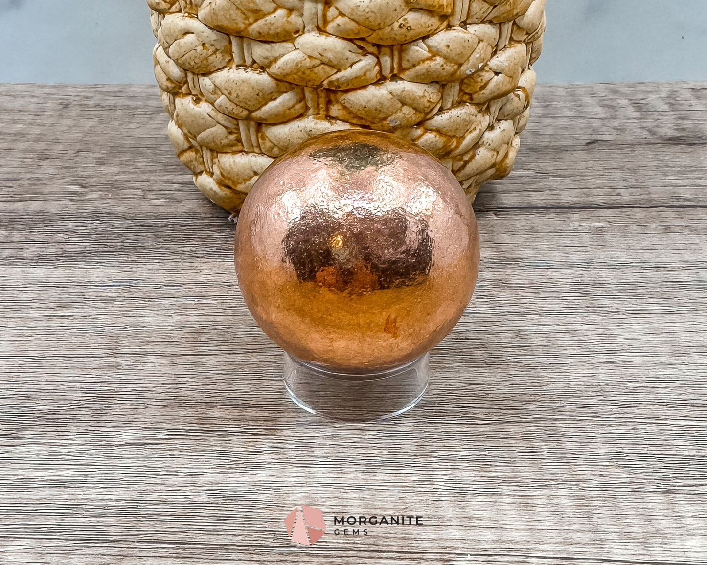 Solid Copper Sphere – Grounding & Healing Energy Tool for Balance, Vitality & Amplification-Morganite Gems