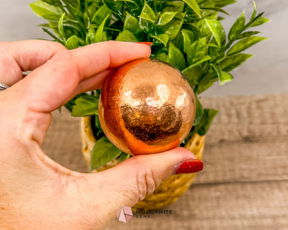 Solid Copper Sphere – Grounding & Healing Energy Tool for Balance, Vitality & Amplification-Morganite Gems
