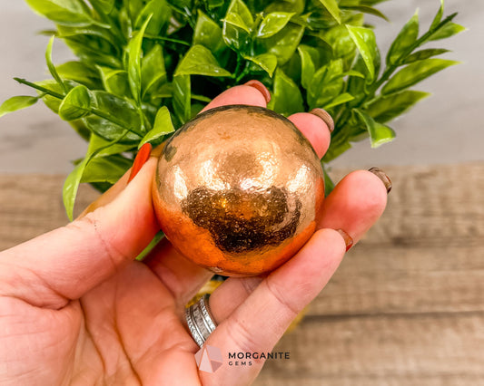 Solid Copper Sphere – Grounding & Healing Energy Tool for Balance, Vitality & Amplification-Morganite Gems