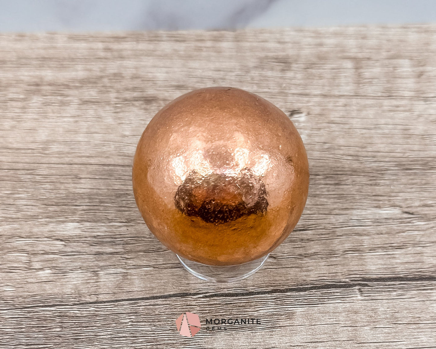 Solid Copper Sphere – Grounding & Healing Energy Tool for Balance, Vitality & Amplification-Morganite Gems