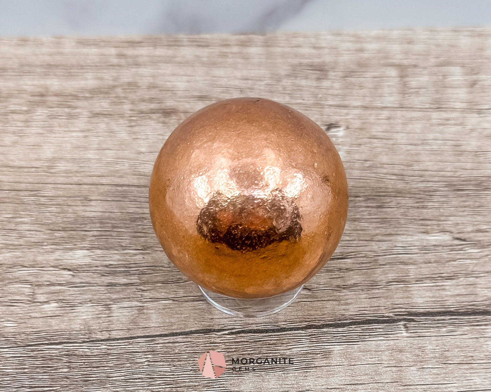Solid Copper Sphere – Grounding & Healing Energy Tool for Balance, Vitality & Amplification-Morganite Gems