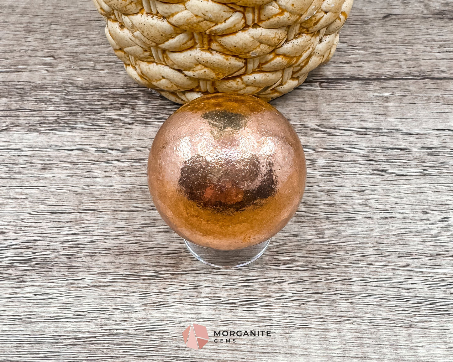 Solid Copper Sphere – Grounding & Healing Energy Tool for Balance, Vitality & Amplification-Morganite Gems