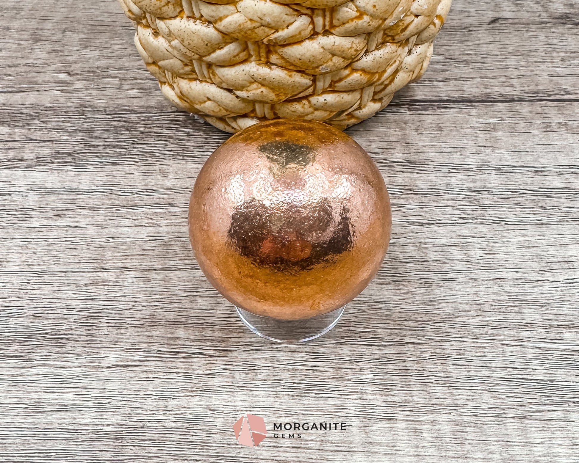 Solid Copper Sphere – Grounding & Healing Energy Tool for Balance, Vitality & Amplification-Morganite Gems