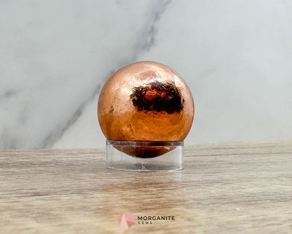 Solid Copper Sphere – Handcrafted 30mm Energy Ball (288g) for Healing & Balance-Morganite Gems