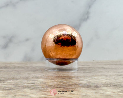 Solid Copper Sphere – Handcrafted 30mm Energy Ball (288g) for Healing & Balance-Morganite Gems