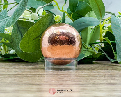 Solid Copper Sphere – Handcrafted 30mm Energy Ball (288g) for Healing & Balance-Morganite Gems