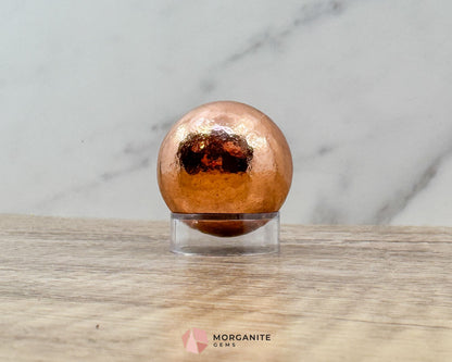 Solid Copper Sphere – Handcrafted 30mm Energy Ball (288g) for Healing & Balance-Morganite Gems