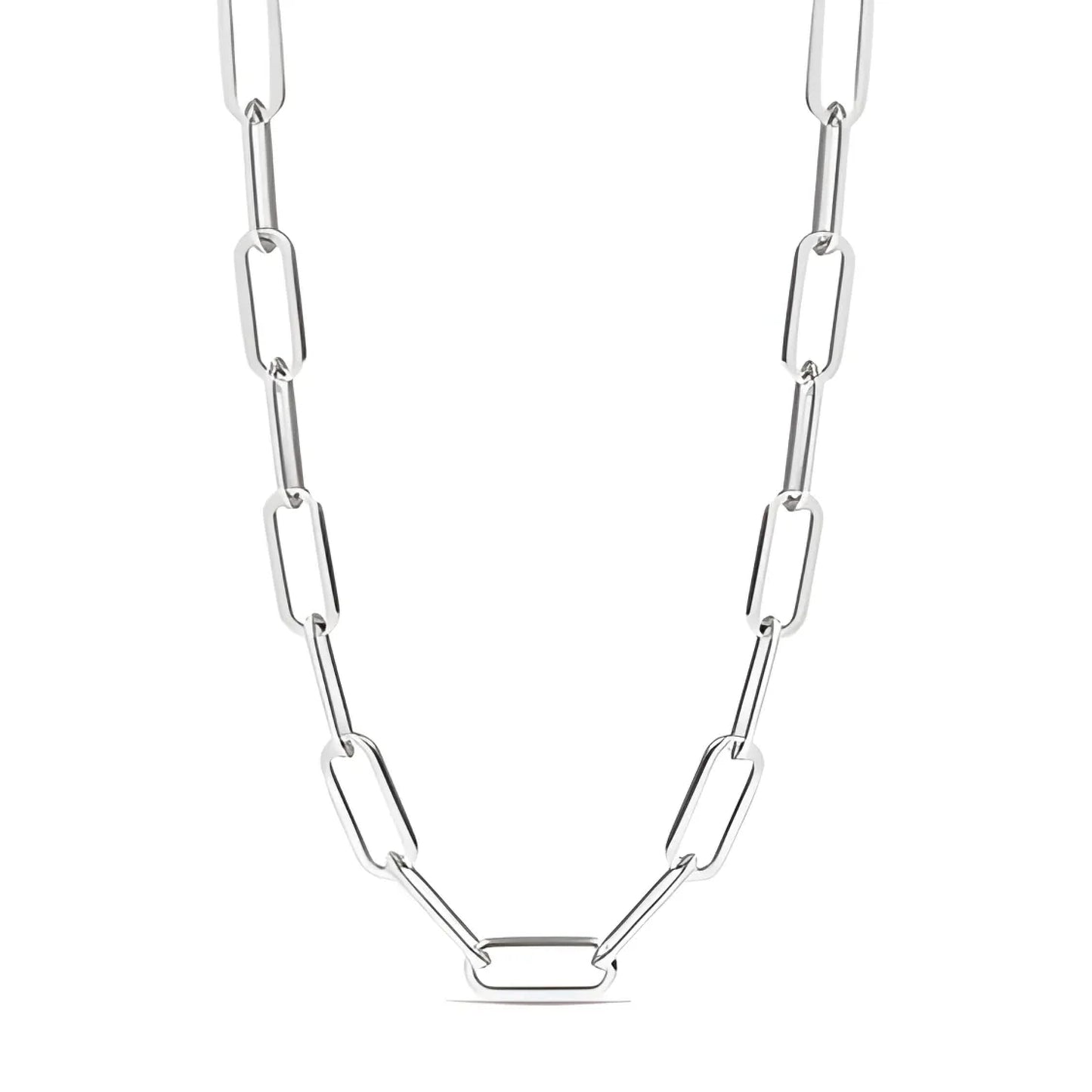 Stainless Steel Paperclip Chain Necklace-Morganite Gems