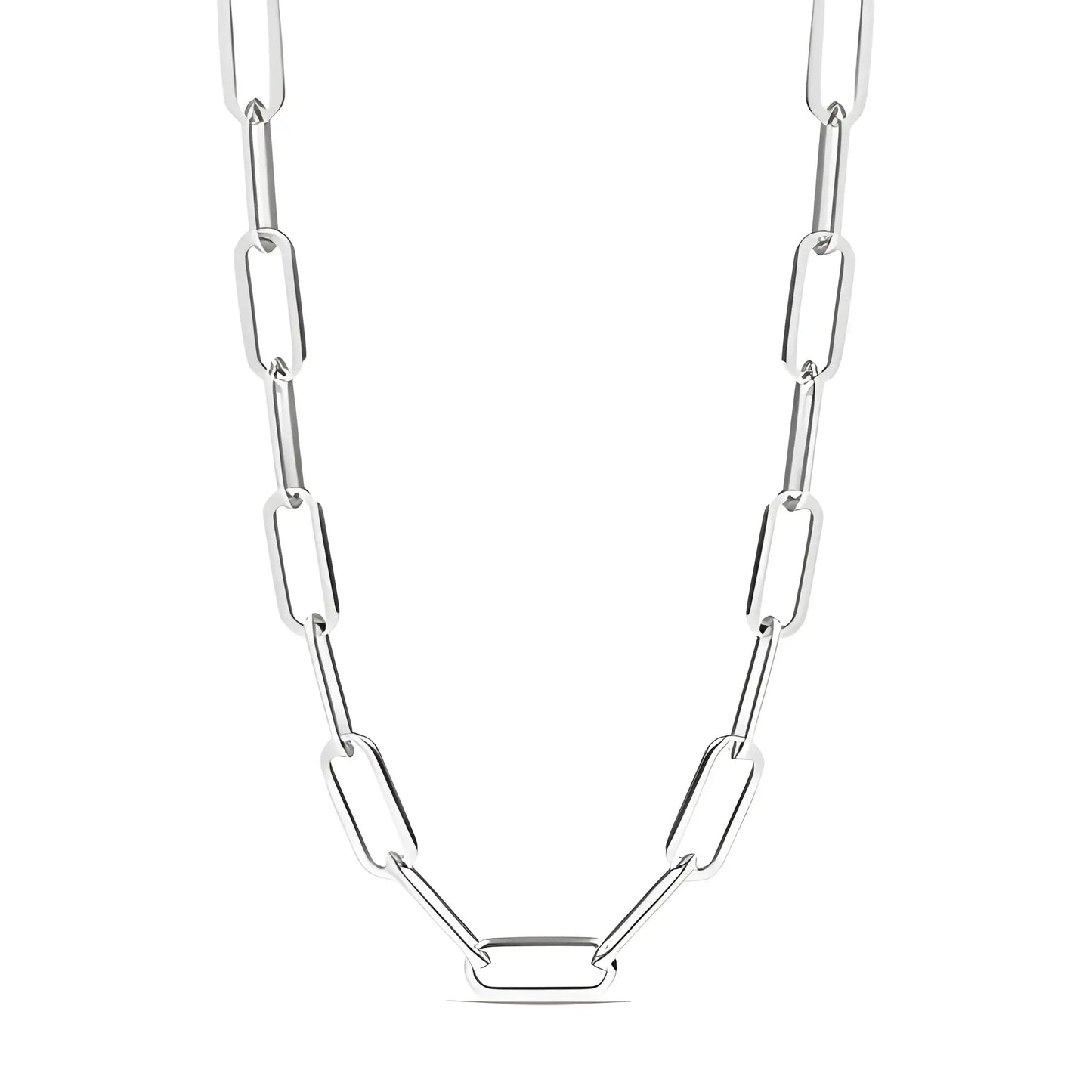 Stainless Steel Paperclip Chain Necklace-Morganite Gems