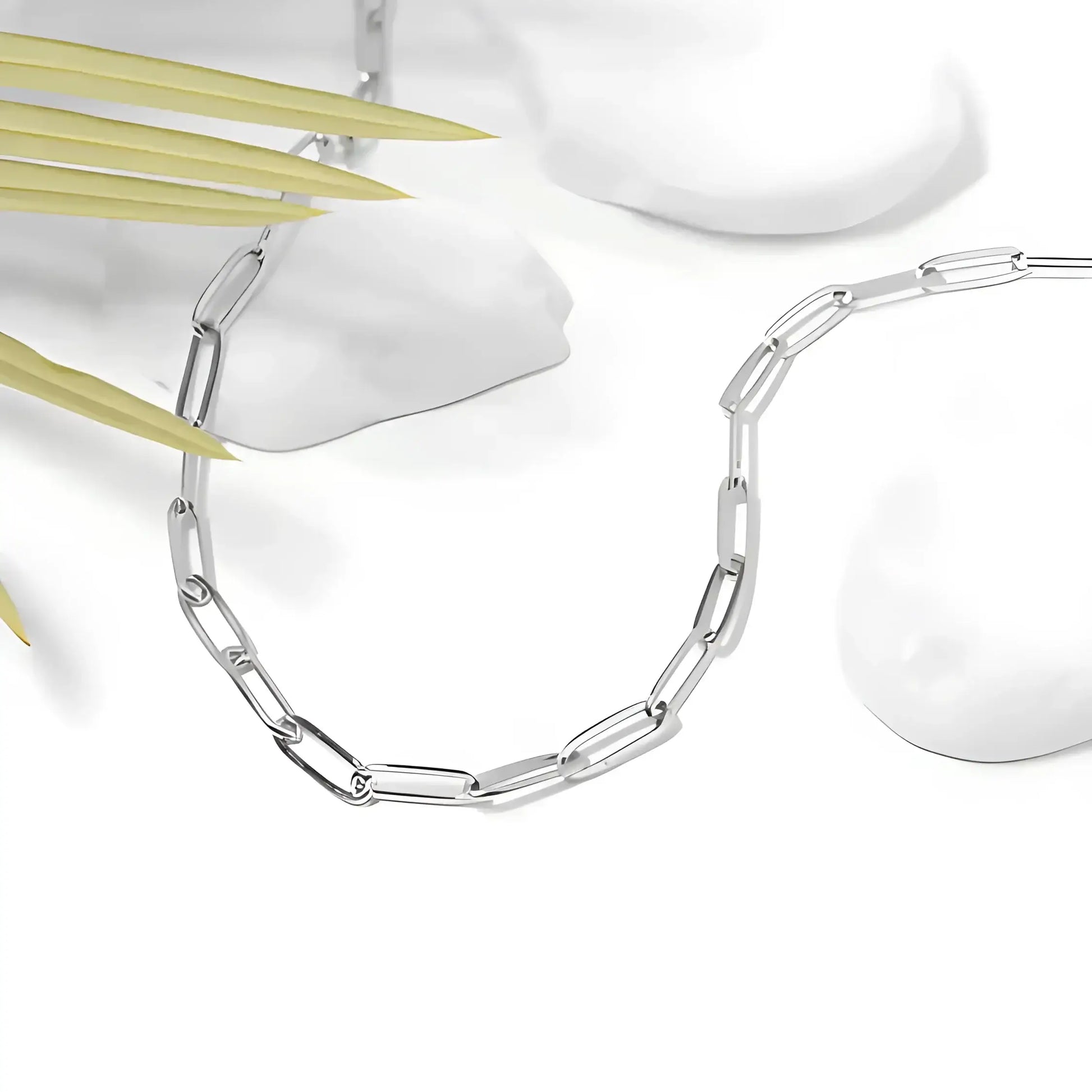 Stainless Steel Paperclip Chain Necklace-Morganite Gems