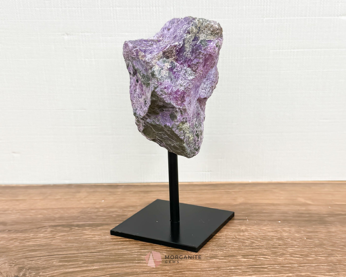 Stichtite Specimen on Metal Stand-Morganite Gems