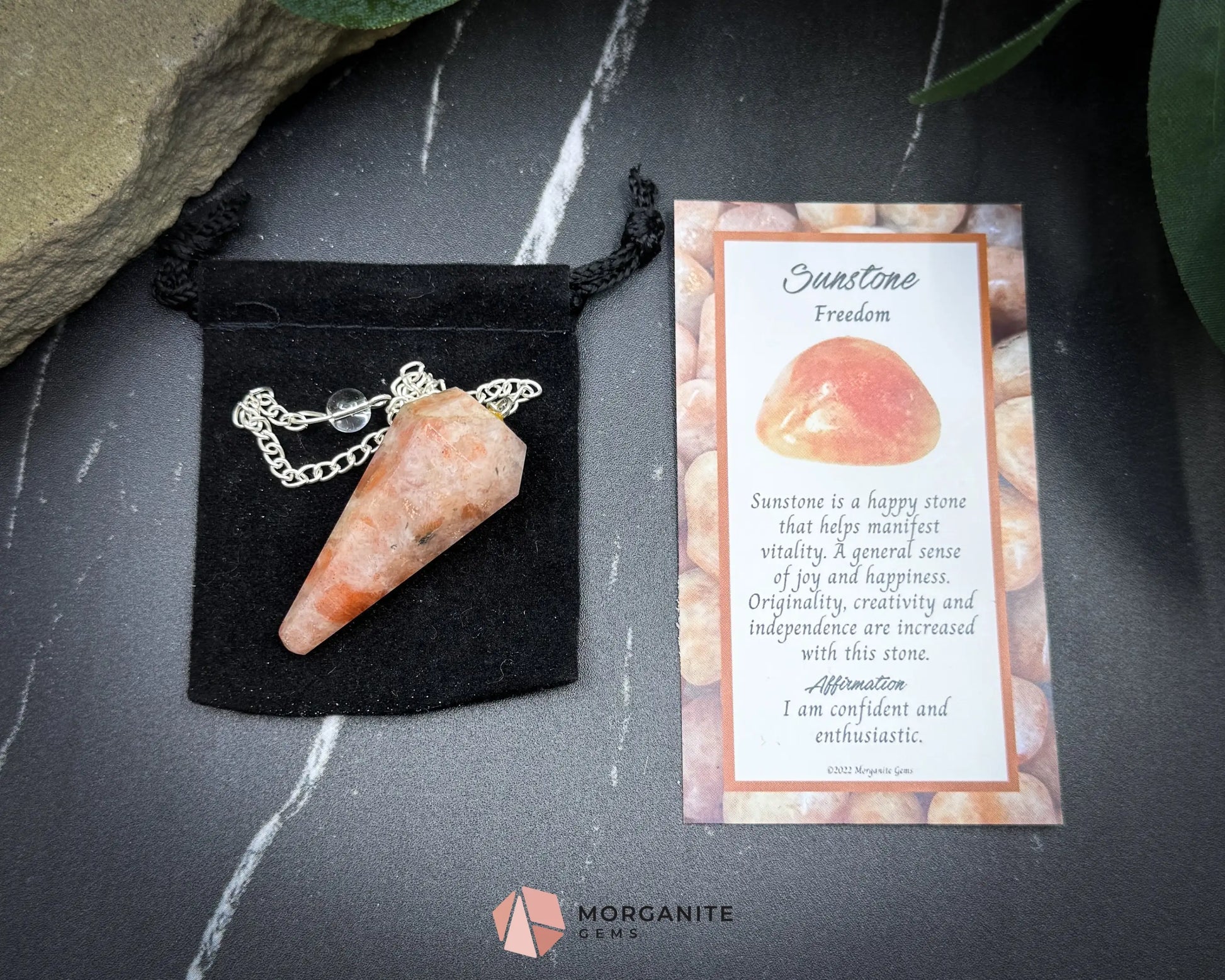 Sunstone Pendulum for Joy Confidence & Solar Energy - Metaphysical Crystals