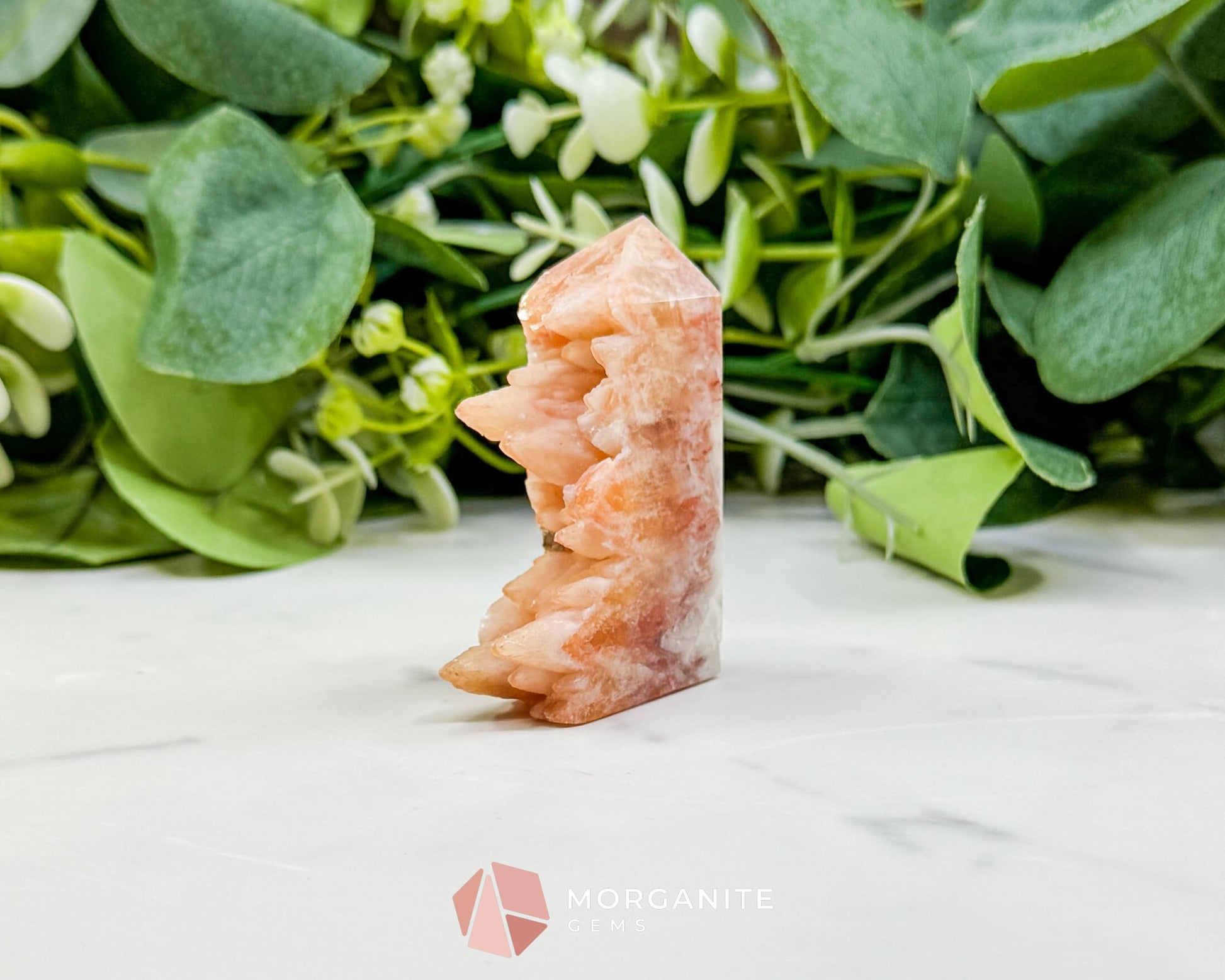 Tangerine Dogtooth Calcite Point No. 1 (2.2oz) – Natural Wolftooth Crystal for Creativity & Vitality