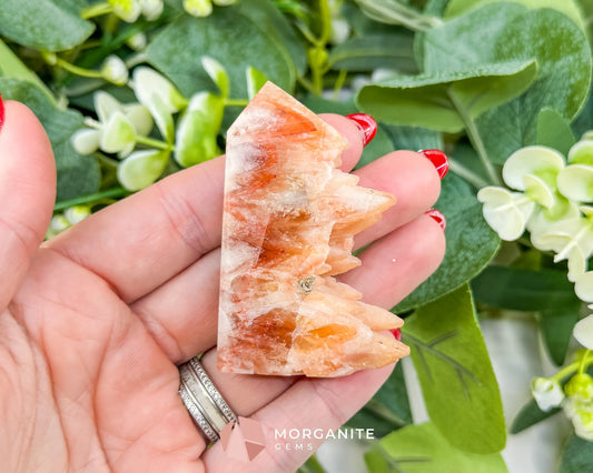 Tangerine Dogtooth Calcite Point No. 1 (2.2oz) – Natural Wolftooth Crystal for Creativity & Vitality