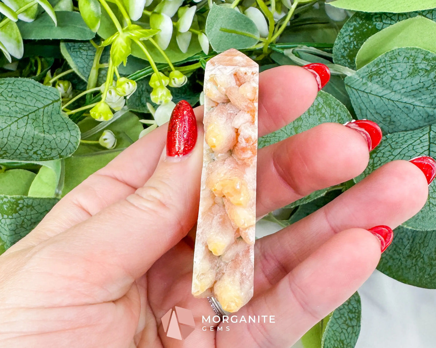 Tangerine Dogtooth Calcite Point No. 2 (2.3oz) – Natural Wolftooth Crystal for Creativity & Sacral Healing