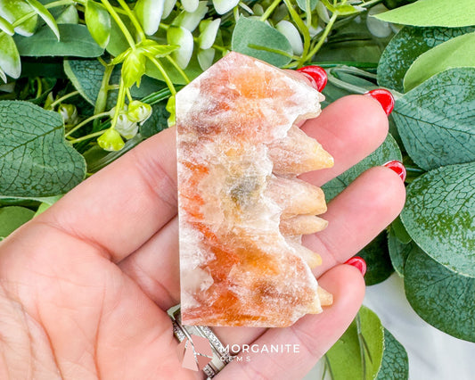 Tangerine Dogtooth Calcite Point No. 2 (2.3oz) – Natural Wolftooth Crystal for Creativity & Sacral Healing