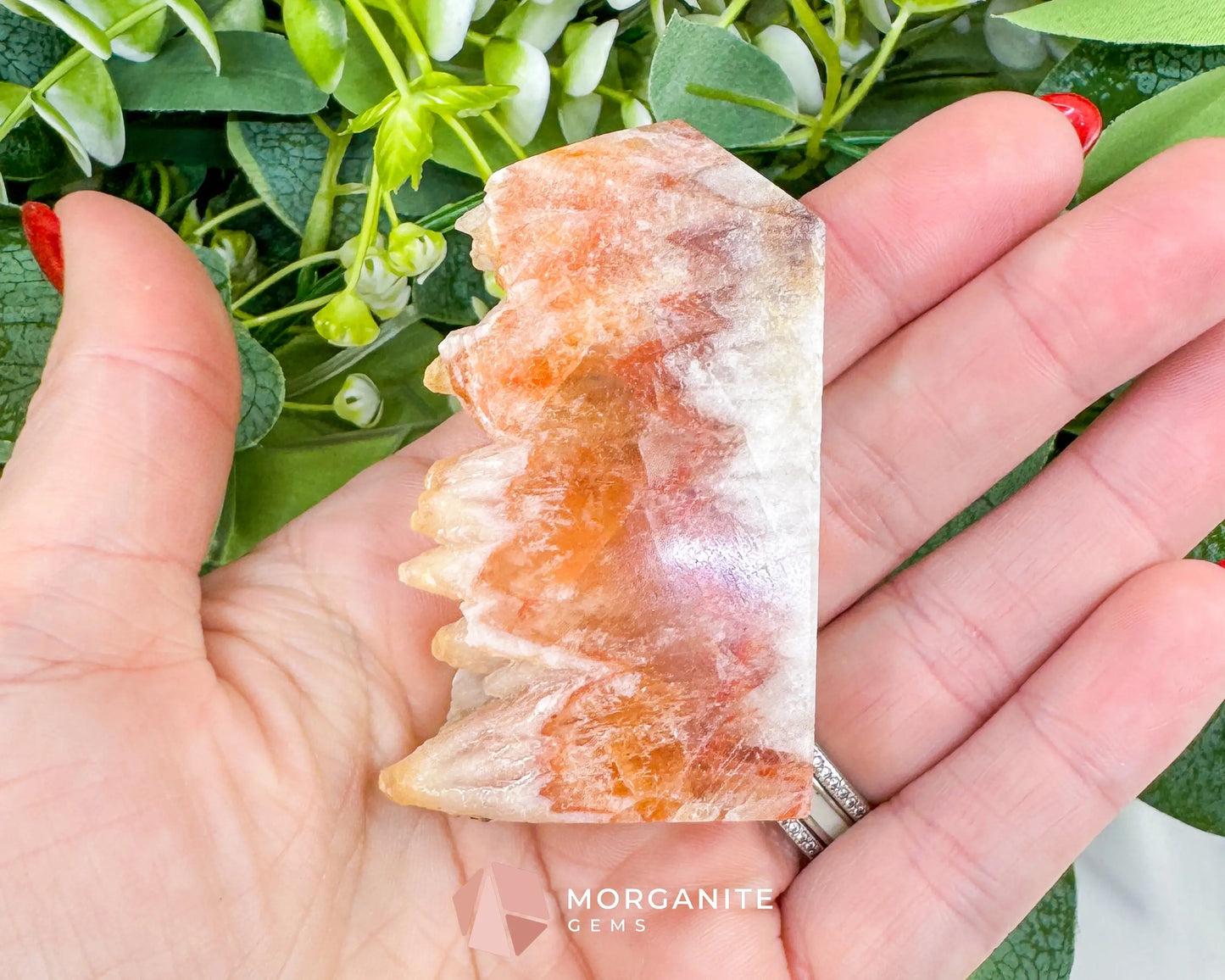 Tangerine Dogtooth Calcite Point No. 2 (2.3oz) – Natural Wolftooth Crystal for Creativity & Sacral Healing