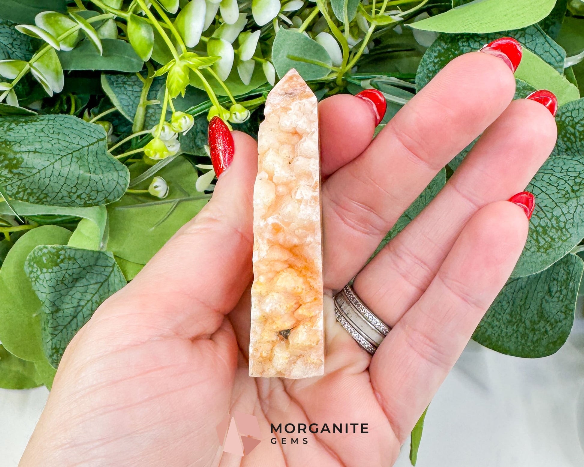 Tangerine Dogtooth Calcite Point No. 3 (2.5oz) – Natural Wolftooth Crystal for Manifestation & Creativity