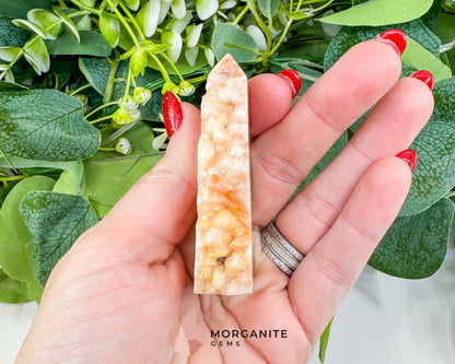 Tangerine Dogtooth Calcite Point No. 3 (2.5oz) – Natural Wolftooth Crystal for Manifestation & Creativity