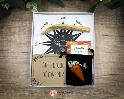 Taurus Pendulum Set – Crystal Divination Kit with Zodiac Mat Gift Box & Tools for Stability Strength & Abundance