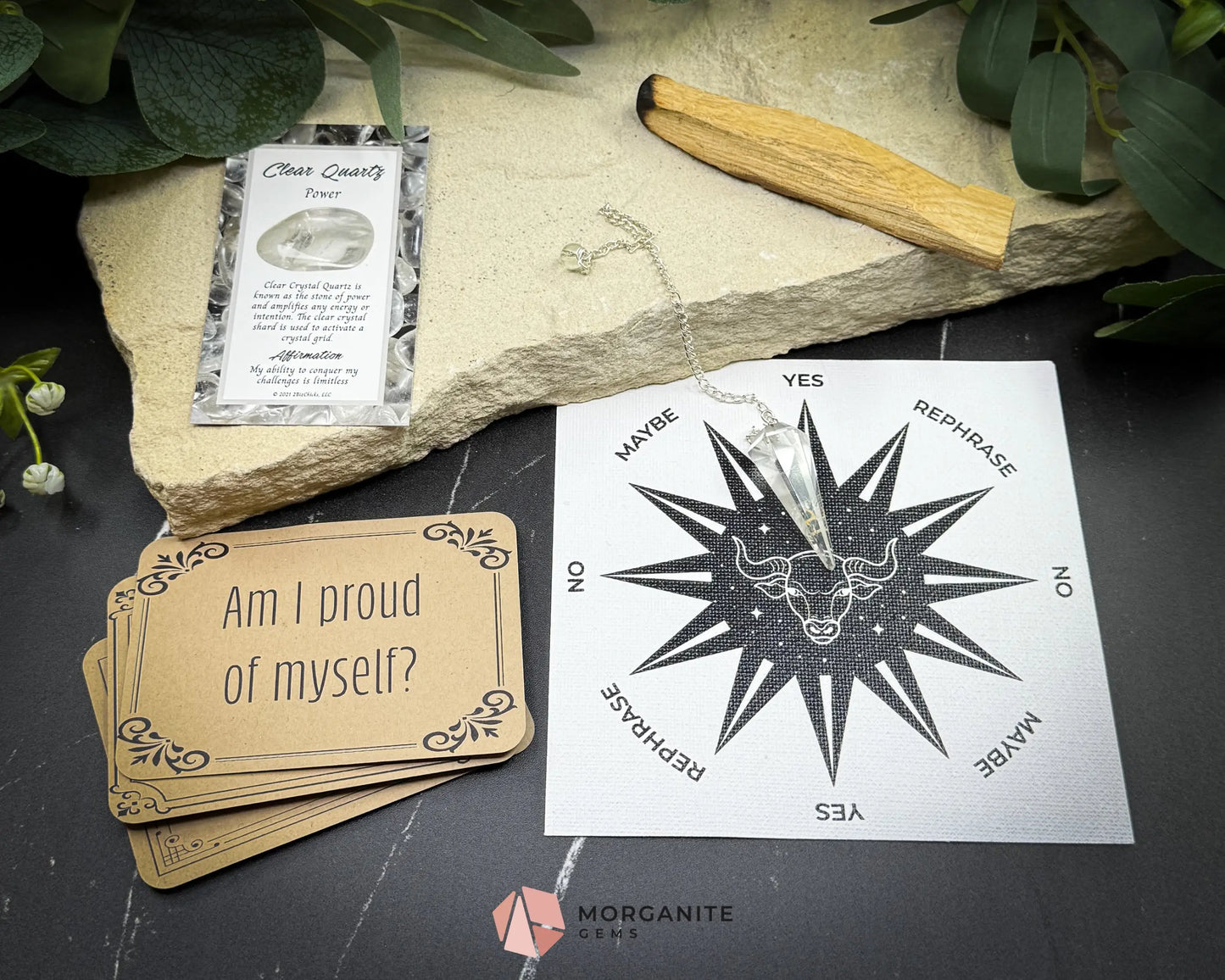 Taurus Pendulum Set – Crystal Divination Kit with Zodiac Mat Gift Box & Tools for Stability Strength & Abundance