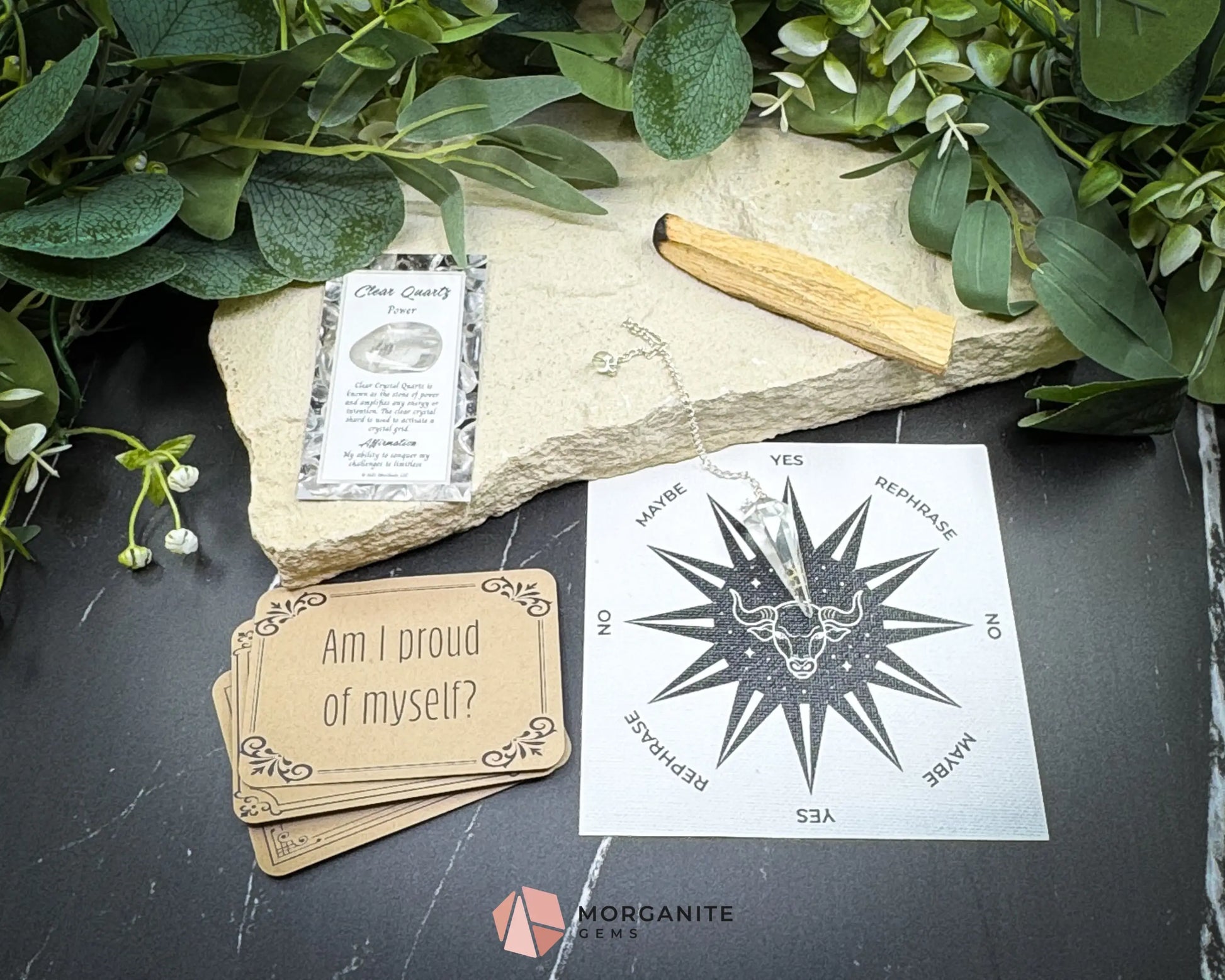 Taurus Pendulum Set – Crystal Divination Kit with Zodiac Mat Gift Box & Tools for Stability Strength & Abundance