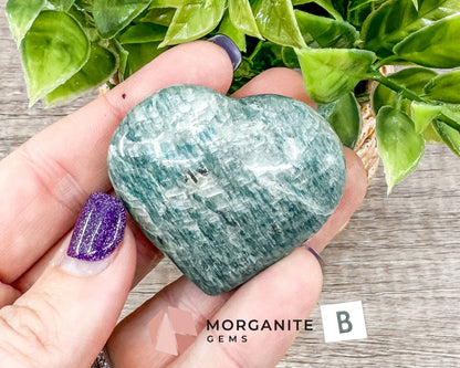 Teal Blue Amazonite Heart – Crystal of Calm, Courage, and Communication-Morganite Gems