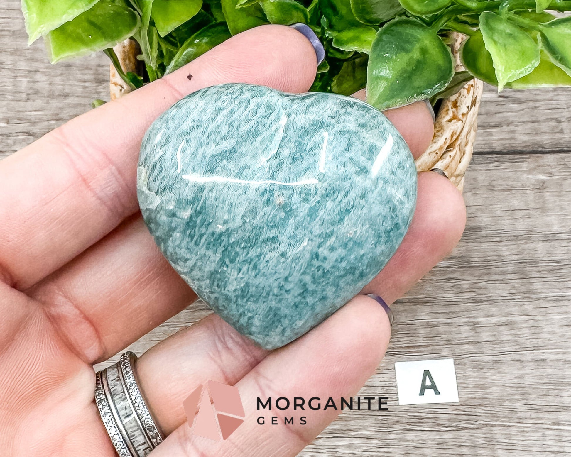 Teal Blue Amazonite Heart – Crystal of Calm, Courage, and Communication-Morganite Gems