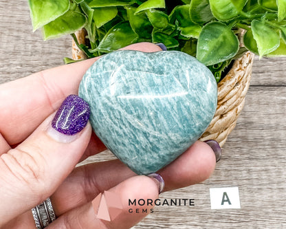 Teal Blue Amazonite Heart – Crystal of Calm, Courage, and Communication-Morganite Gems