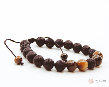 Tiger's Eye Lava Bracelet-Morganite Gems