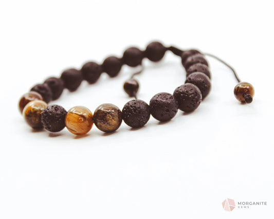 Tiger's Eye Lava Bracelet-Morganite Gems