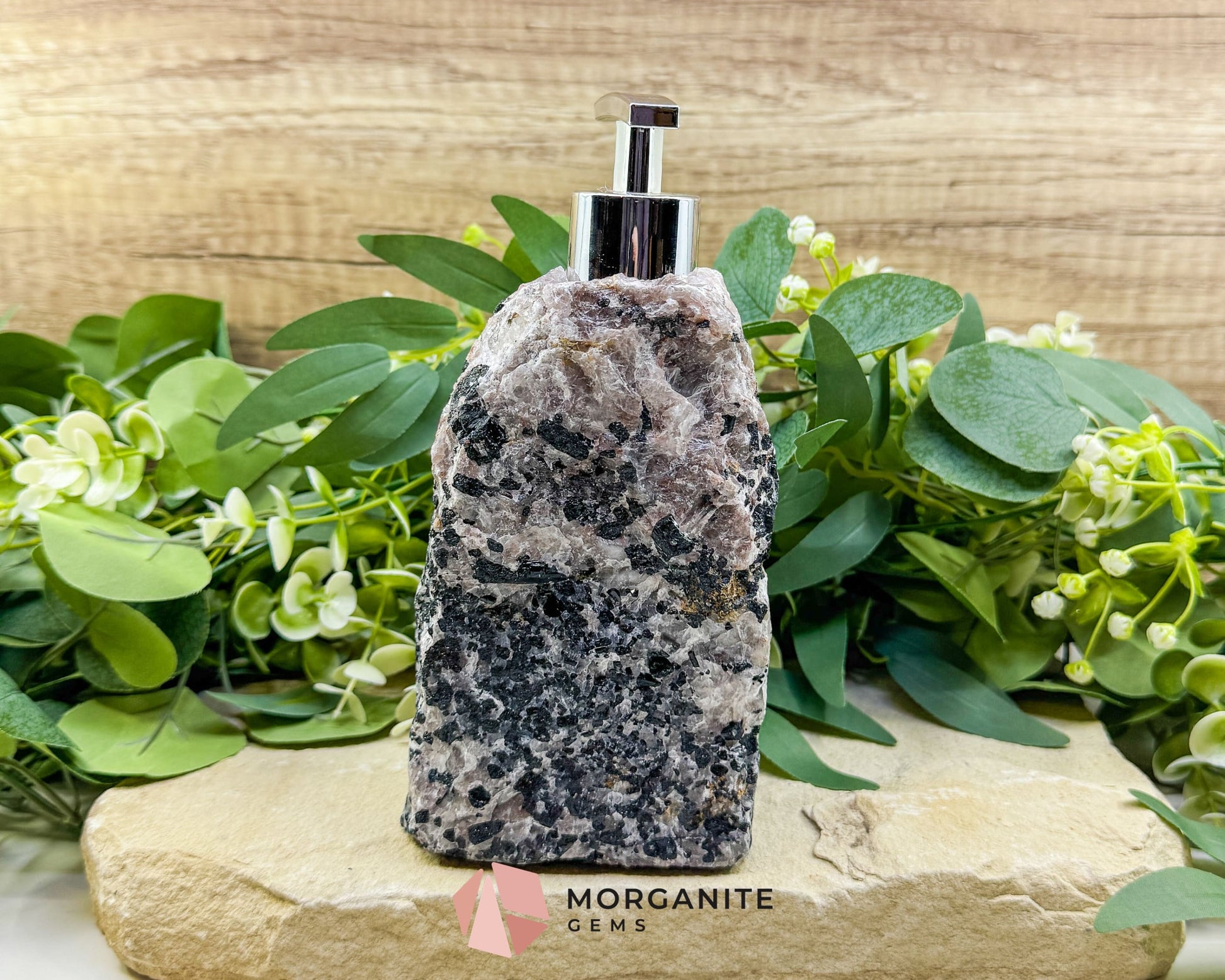 Tourmaline Quartz Soap Dispenser #3 – Handcrafted Natural Crystal Dispenser for Elegant Home Decor - Metaphysical