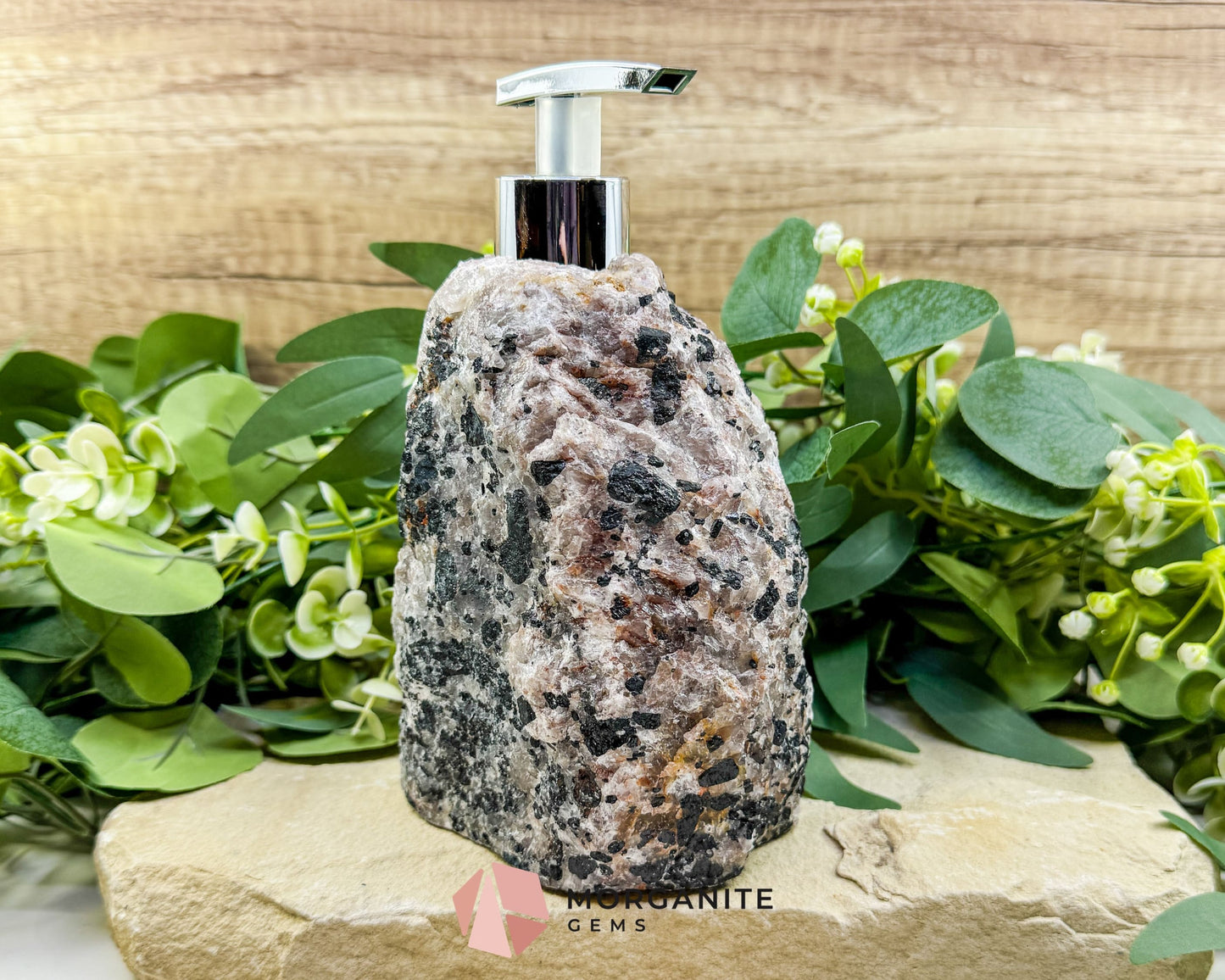 Tourmaline Quartz Soap Dispenser #3 – Handcrafted Natural Crystal Dispenser for Elegant Home Decor - Metaphysical