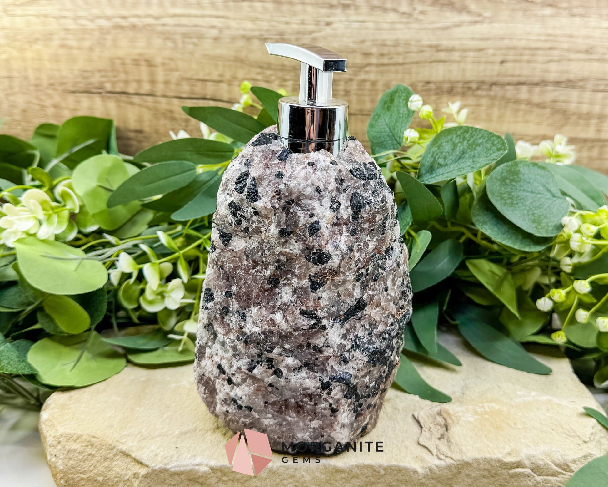 Tourmaline Quartz Soap Dispenser #4 – Handcrafted Natural Crystal Dispenser for Elegant Home Decor - Metaphysical
