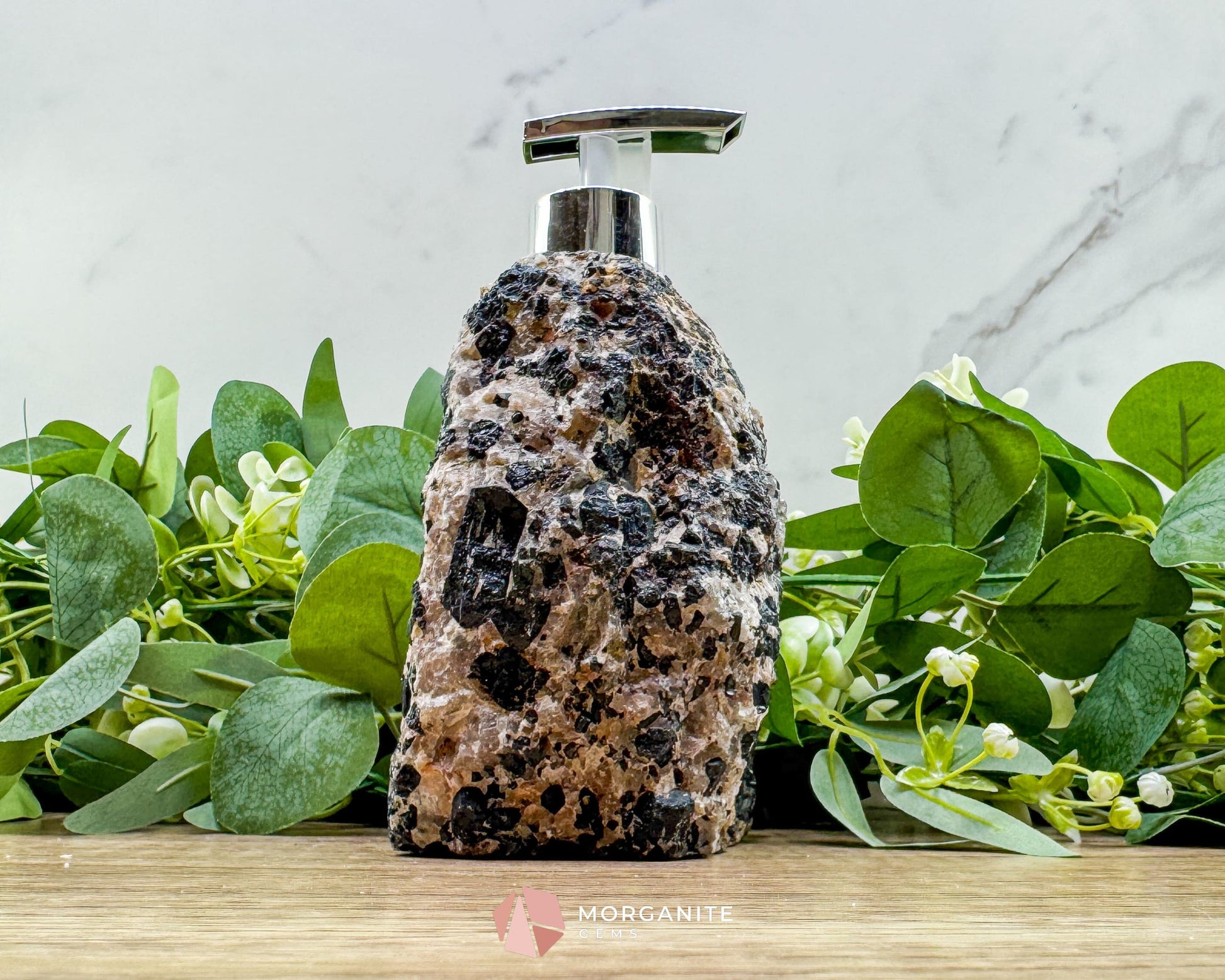 Tourmaline Quartz Soap Dispenser #5 – Handcrafted Natural Crystal Dispenser for Elegant Home Decor - Metaphysical