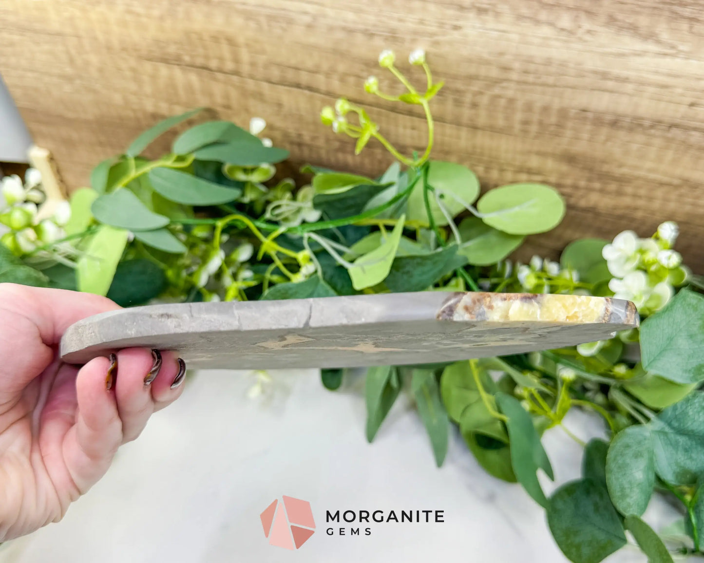 Utah Septarian ’Dragon Stone’ Geode Slice No. 7 (1.5lb) – 8’’ Polished Local Specimen for Grounding & Protection