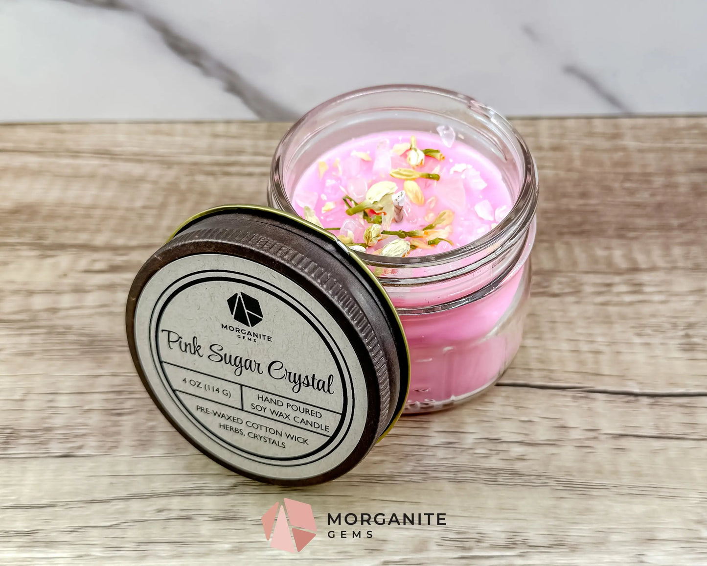 Valentine’s Candle Collection – Hand-Poured Soy Candles - Pink Sugar Crystals - Container Candles