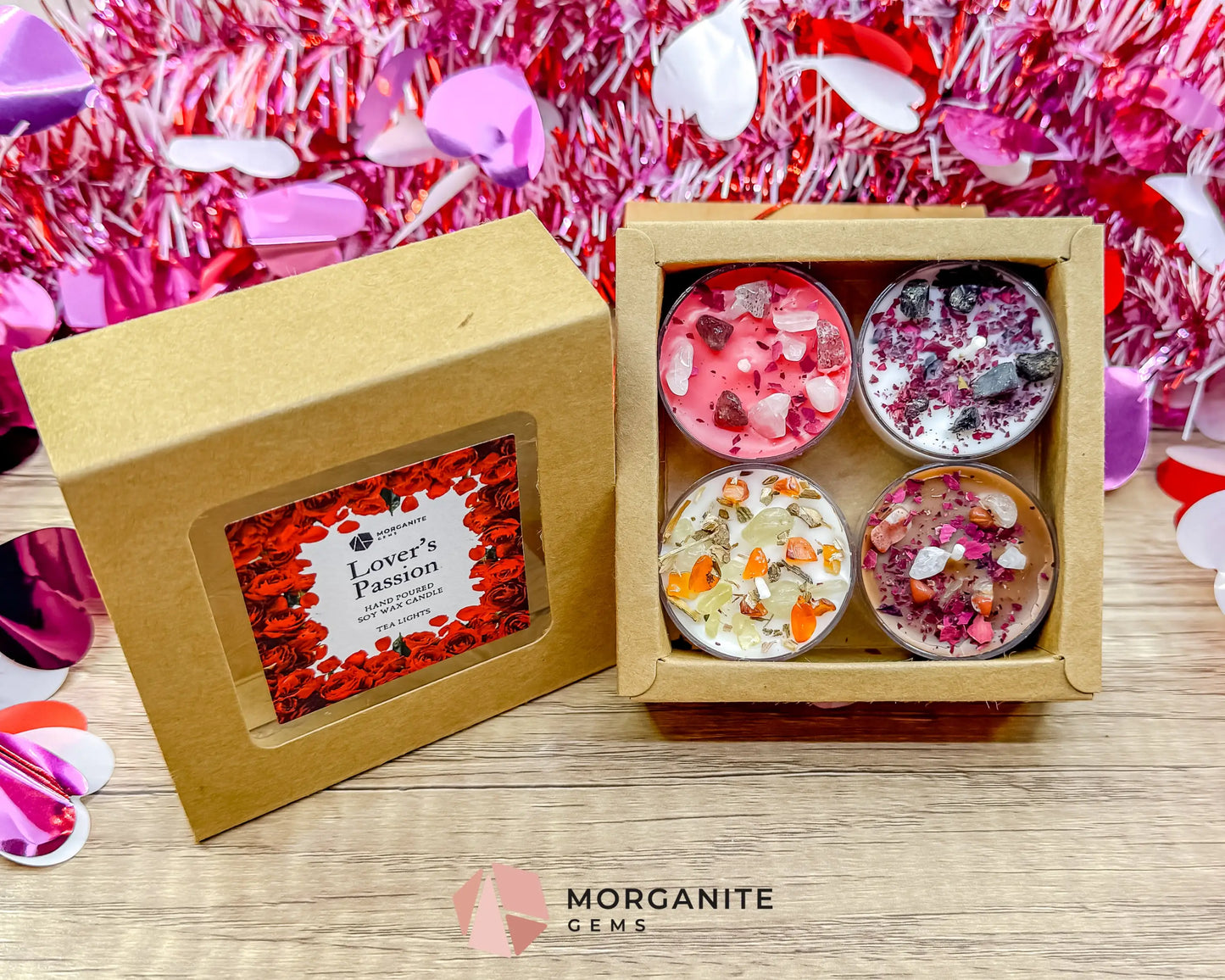 Valentine’s Tea Light Candle Sets – Hand-Poured Soy - Set of 4 Tea Lights | 5 Unique Collections - Lover’s Passion