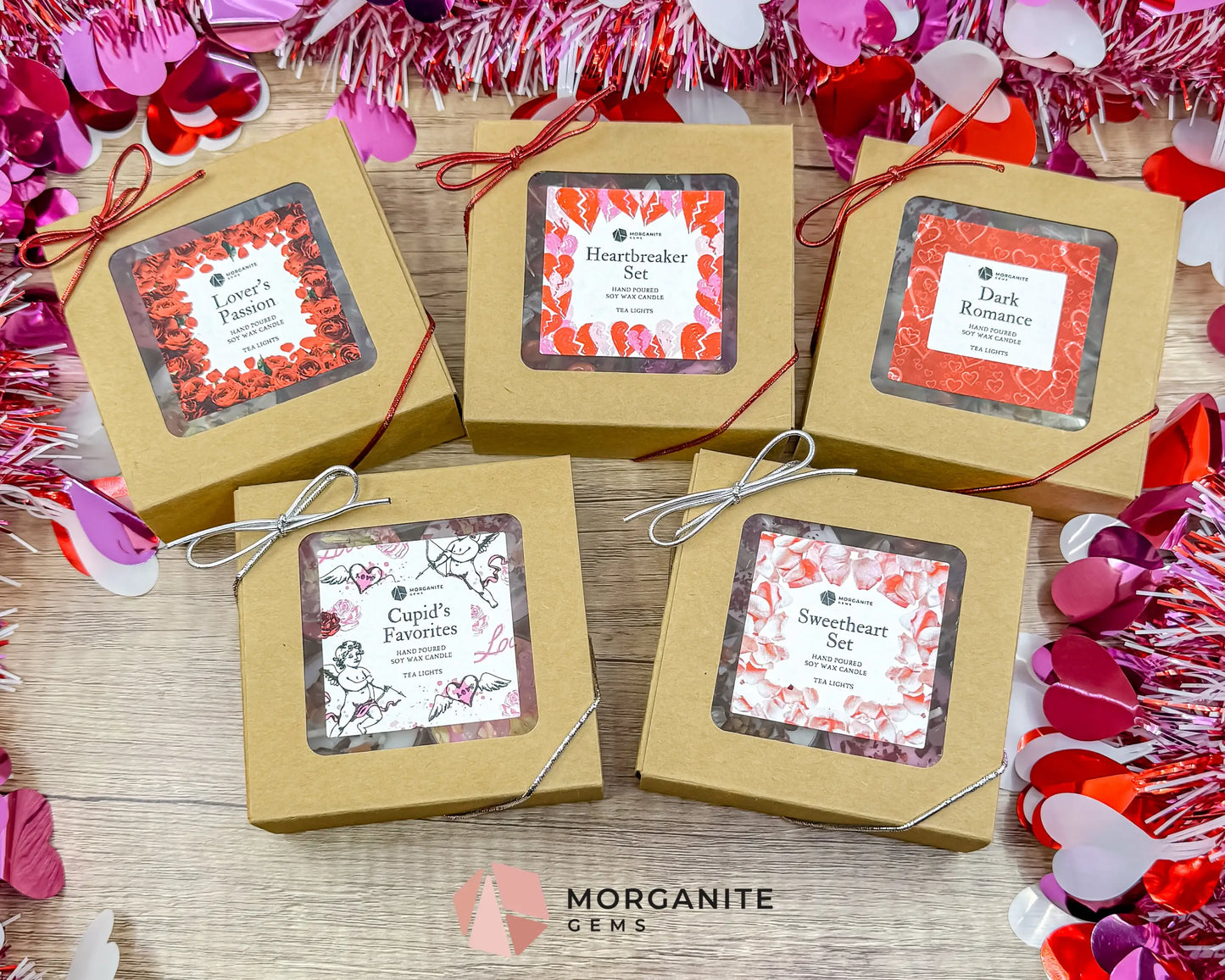 Valentine’s Tea Light Candle Sets – Hand-Poured Soy - Set of 4 Tea Lights | 5 Unique Collections - Container Candles
