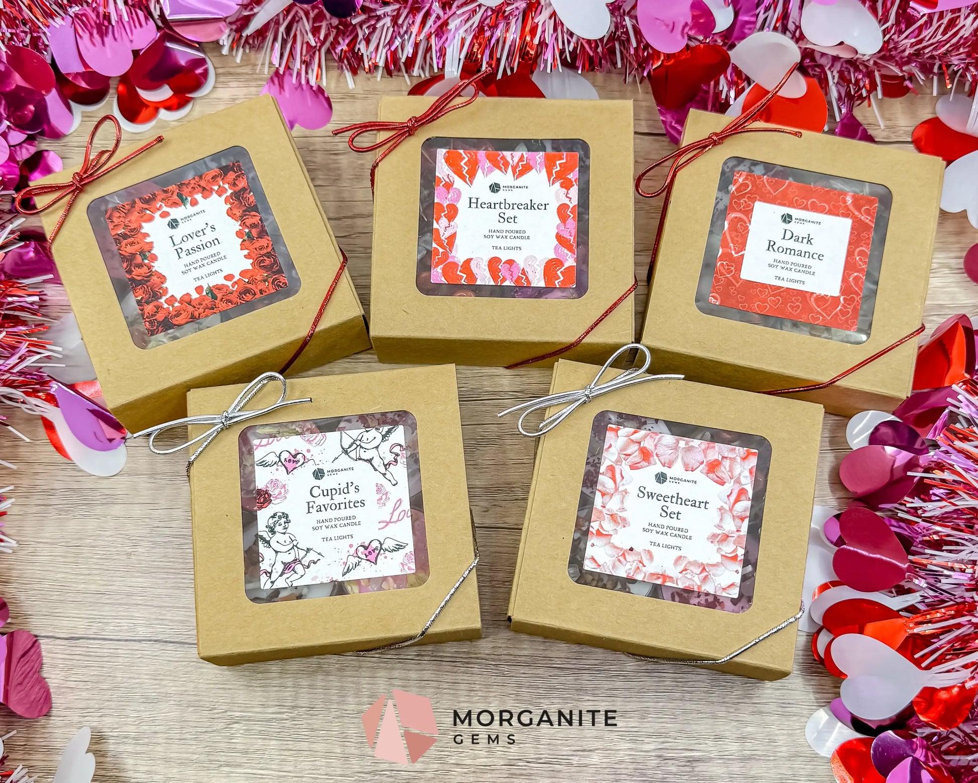 Valentine’s Tea Light Candle Sets – Hand-Poured Soy - Set of 4 Tea Lights | 5 Unique Collections - Container Candles