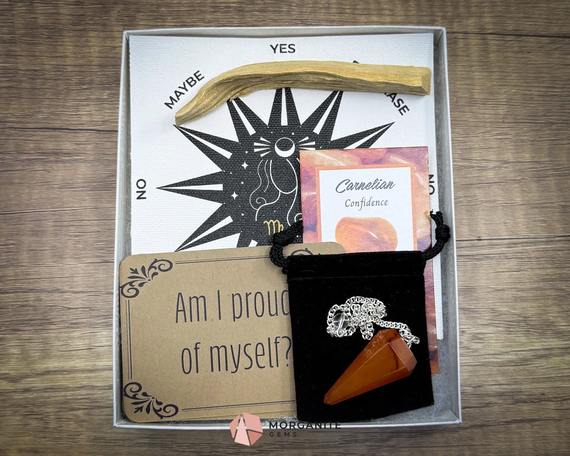 Virgo Pendulum Set – Crystal Divination Kit with Astrology Mat Gift Box & Energy Tools for Grounded Intuition